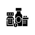 Baa - biologically active additives - pills - medicament icon, vector illustration, black sign on isolated background