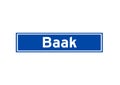 Baak isolated Dutch place name sign. City sign from the Netherlands. Royalty Free Stock Photo