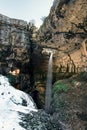 Baatara gorge waterfall and the natural bridges in winter, Tannourine, Lebanon Royalty Free Stock Photo