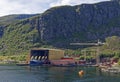 The Baatbygg Shipyard in Maloy, with a Trawler in its covered Dock