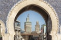 The Bab Bou Jeloud or Blue Gate, the main entrance into the old medina, Fes el Bali