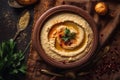 Baba ghanouj on a marble background. generative ai Royalty Free Stock Photo