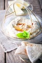 Baba ghanoush, eggplant dip, mediterranean food. Royalty Free Stock Photo