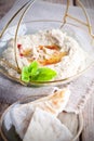 Baba ghanoush, eggplant dip, mediterranean food. Royalty Free Stock Photo