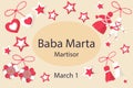 Background and banner about Baba Marta holiday, Bulgarian holiday