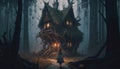 Baba Yaga, the wicked witch of the forest, was feared by all who lived near her lair. AI generation