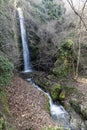 Babadag Yardan Waterfall. Yardan waterfall in mountain forest under blue sky. Babadag, Denizli, Turkey Royalty Free Stock Photo