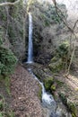 Babadag Yardan Waterfall. Yardan waterfall in mountain forest under blue sky. Babadag, Denizli, Turkey Royalty Free Stock Photo