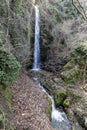 Babadag Yardan Waterfall. Yardan waterfall in mountain forest under blue sky. Babadag, Denizli, Turkey Royalty Free Stock Photo