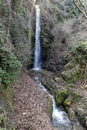 Babadag Yardan Waterfall. Yardan waterfall in mountain forest under blue sky. Babadag, Denizli, Turkey Royalty Free Stock Photo