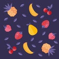 Vector baban strawberry raspberry cherry pear pineapple Royalty Free Stock Photo