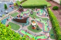 BABBACOMBE, TORQUAY, ENGLAND- 26 June 2021: Crazy golf course at Babbacombe Model Village