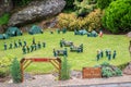 BABBACOMBE, TORQUAY, ENGLAND- 26 June 2021: Model scouts at Babbacombe Model Village