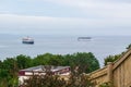 BABBACOMBE, TORQUAY, ENGLAND- 26 June 2021: Ships in the sea at Babbacombe, Torquay Royalty Free Stock Photo