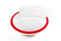 Babby bowl with silicone circle and cap isolated on white includ