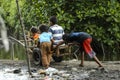 Indonesian children are playing together with simplicity without gadgets