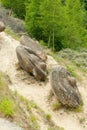 Babele de la ulmet geologic formation of round shape rocks known as trovanti remains of prehistoric sea bed in romania in buzau c