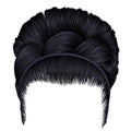 Babette of hairs with pigtail brunette black colors .women fashion.retro hairstyle .