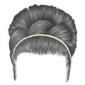 Babette of hairs with pigtail gray colors . trendy women fashion Royalty Free Stock Photo