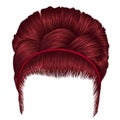 Babette of hairs with pigtail Red colors . trendy women fashion Royalty Free Stock Photo