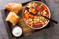 Babgulyas hungarian Soup With Beans, meat and vegetables closeup in the plate. Horizontal top view Royalty Free Stock Photo