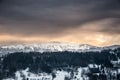 Babia Gora mountain landscape with snow - Zawoja, Poland Royalty Free Stock Photo