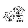 Babies on board car window sticker silhouette design. Warning friendly vinyl design Royalty Free Stock Photo