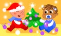 Babies and Christmas tree Royalty Free Stock Photo