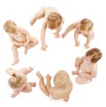 Babies Group, Kids Toddlers Crawling in Infant Diapers, Children Royalty Free Stock Photo