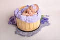 Babies photoshoot, newborn baby sleep, little boys and girls Royalty Free Stock Photo