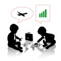 Babies planning a business travel Royalty Free Stock Photo