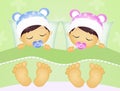 Babies sleeping in the bed