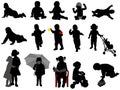 Babies and toddlers silhouettes collection Royalty Free Stock Photo
