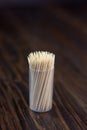 Babmoo dental tooth picks on a dark wooden table. Royalty Free Stock Photo