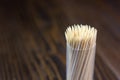 Babmoo dental tooth picks on a dark wooden table. Royalty Free Stock Photo