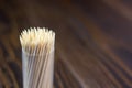 Babmoo dental tooth picks on a dark wooden table. Royalty Free Stock Photo