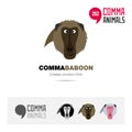 Baboon animal concept icon set and modern brand identity logo template and app symbol based on comma sign