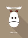 Baboon face flat icon design vector illustration