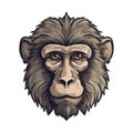 Baboon Face Sticker On Isolated Tansparent Background, Png, Logo. Generative AI