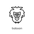 Baboon icon. Trendy modern flat linear vector Baboon icon on white background from thin line animals collection