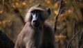 A baboon standing on a tree branch ai, ai generative, illustration