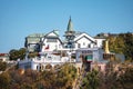 Baburizza Palace and Ascensor El Peral Lift at Cerro Alegre Hill - Valparaiso, Chile Royalty Free Stock Photo