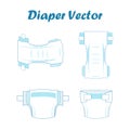 Baby absorbent diaper set. Vector illustration