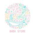 Baby accessories elements banner