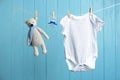 Baby accessories on laundry line