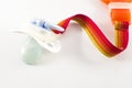 Baby accessories - pacifier with clip holder on white background