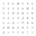 Baby activities linear icons, signs, symbols vector line illustration set Royalty Free Stock Photo