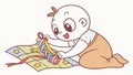 Baby with activity mat toy, interactive play, floor activity vector design Generative AI