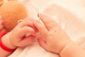 Baby adorable fingers with lace Royalty Free Stock Photo