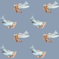 Baby Airplane Patterns, Baby Boy Pattern, Blue Background